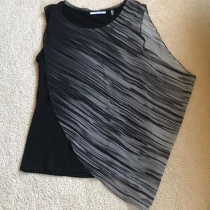 T TAHARI Black/Gray Top - Small, NWT